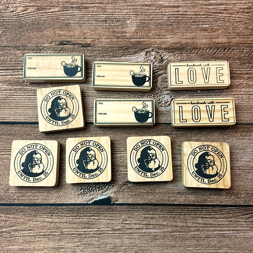 Rubber Stamp Lot - 10 Stamps - Christmas themed - Duplicates